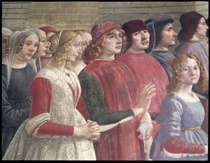 Espectadores florentinos, del Ciclo de San Francisco, Capilla Sassetti, 1483 (detalle) de Domenico Ghirlandaio